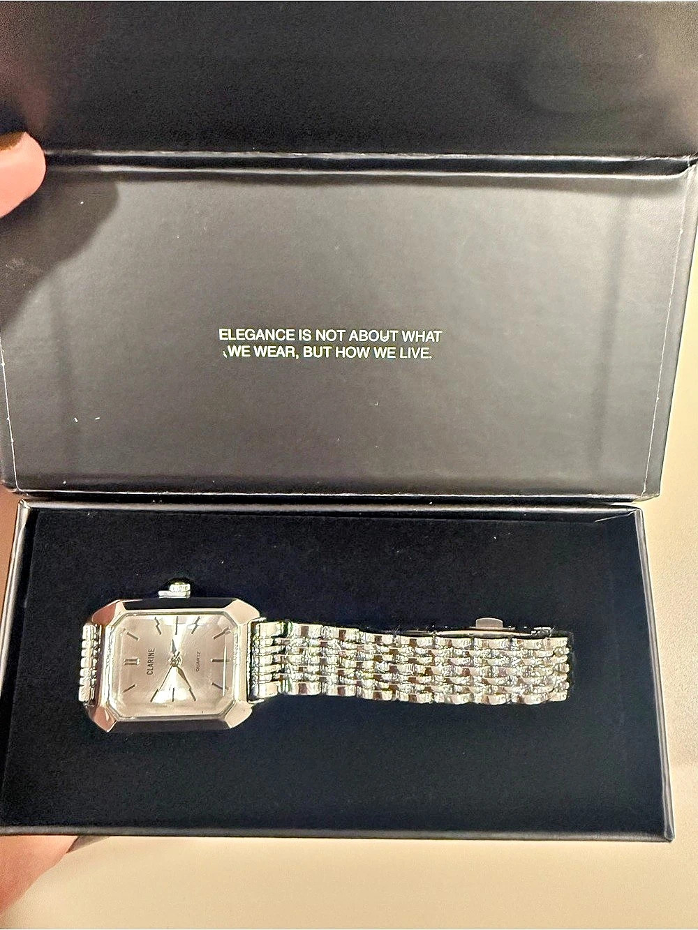 CLARINÉ Silver-Tone Rectangular Watch brand new
